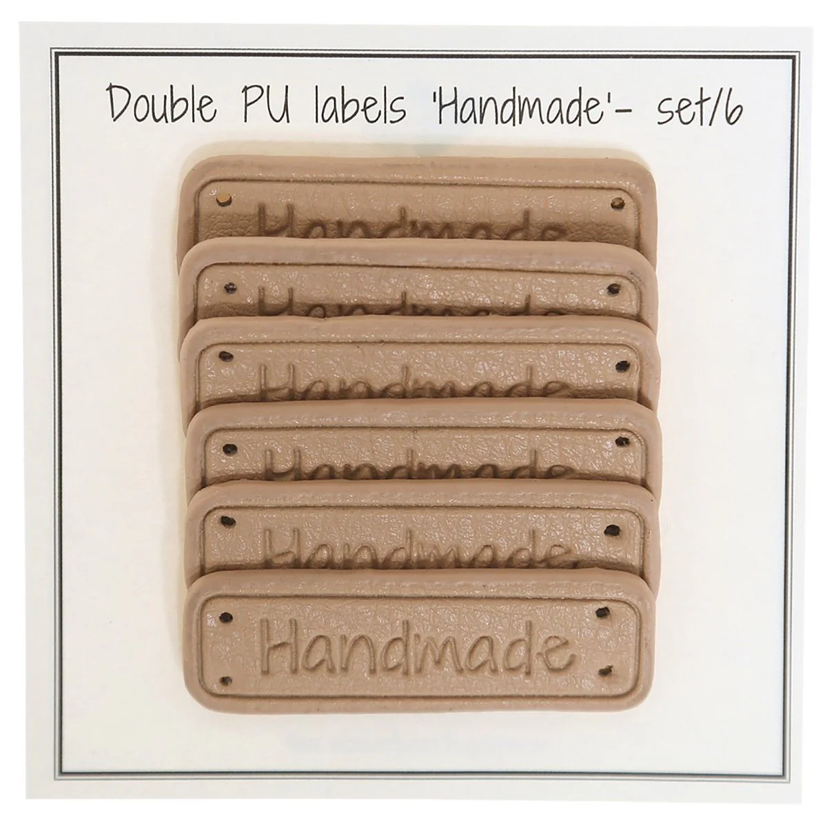 PU skinn merke med teksten "Handmade" 5 x 1,5 cm - Image 3