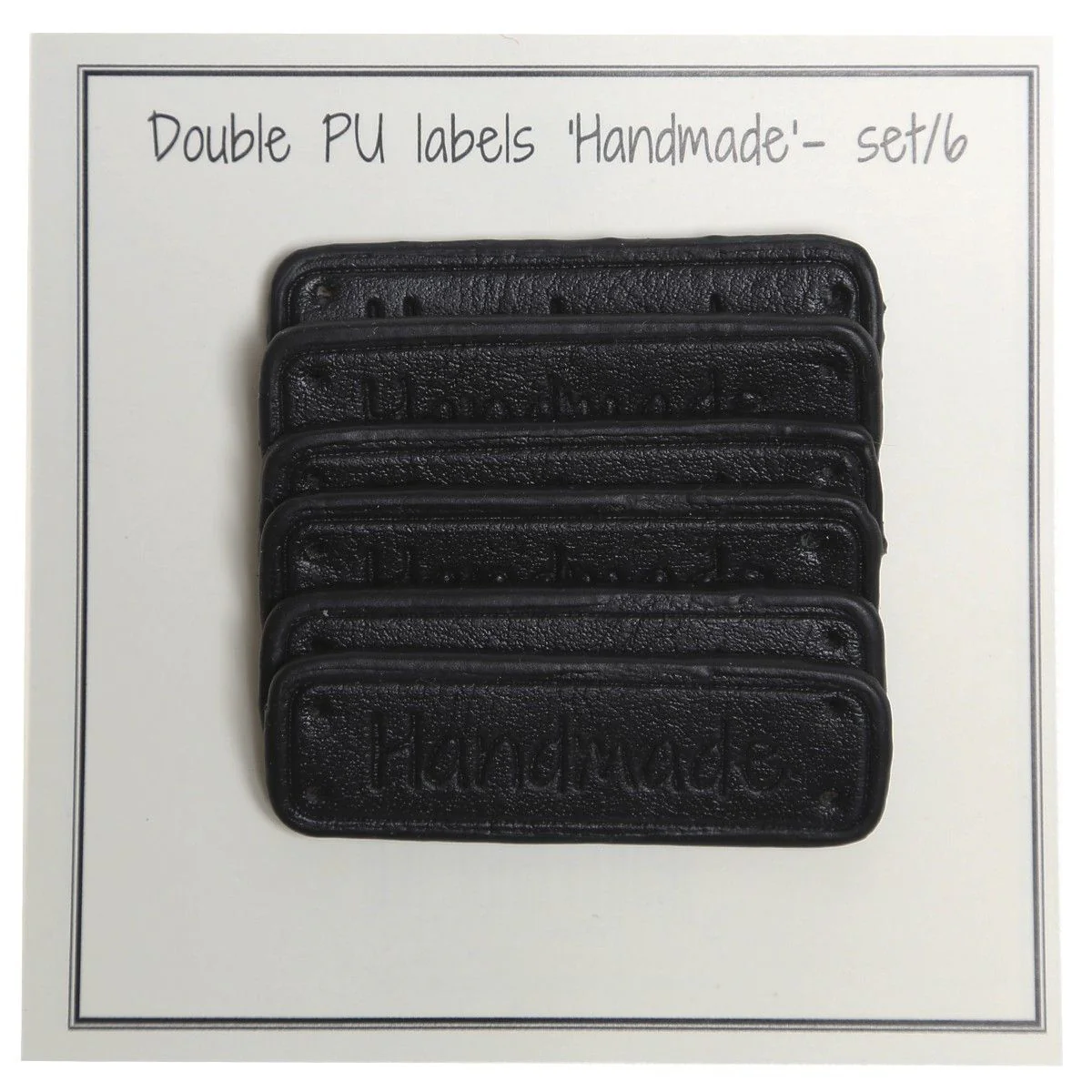 PU skinn merke med teksten "Handmade" 5 x 1,5 cm - Image 2