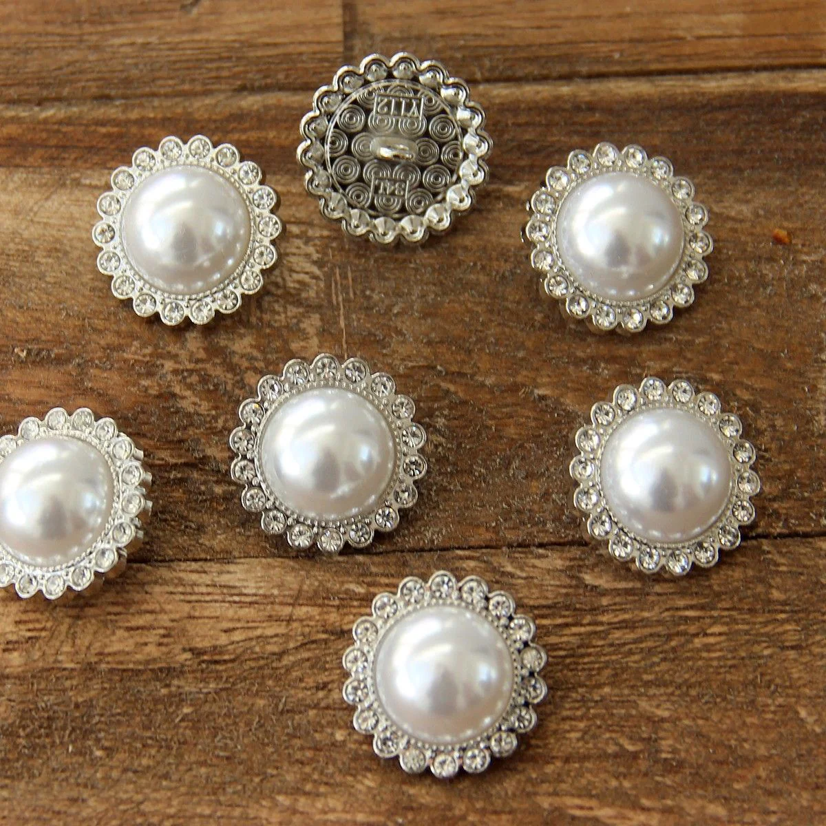 Perle Knapper m. sten - 21 mm - 4 stk - Image 4