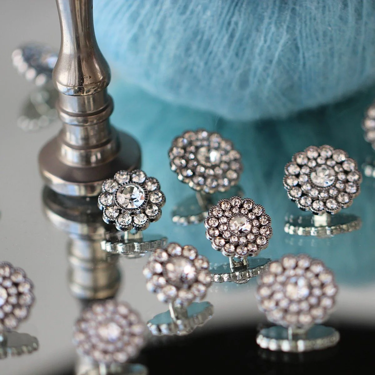 Bling Knapper - Store Sten - Sølv - 4 stk. - Image 4