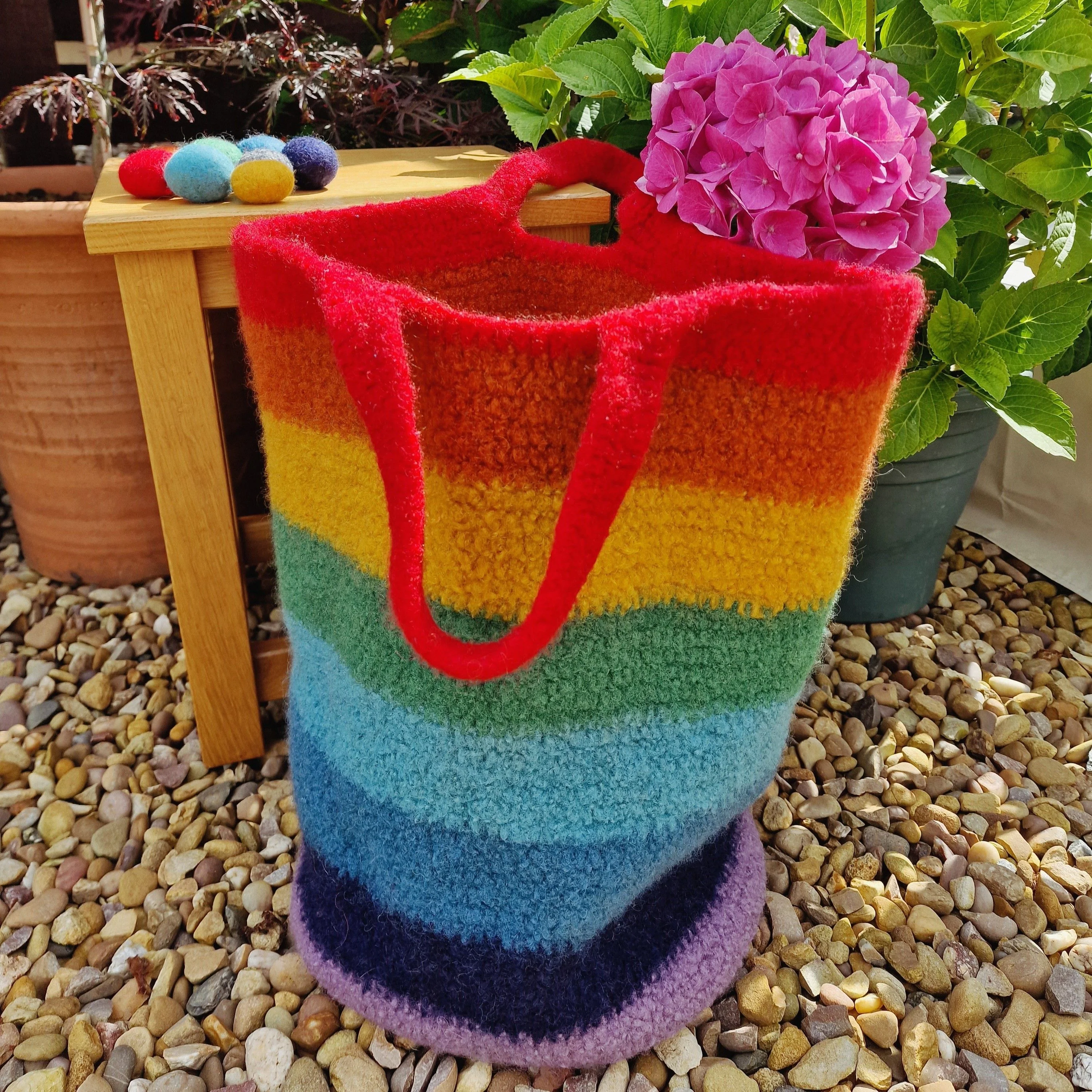 Rainbow Stripes - Felted Bag - Image 3